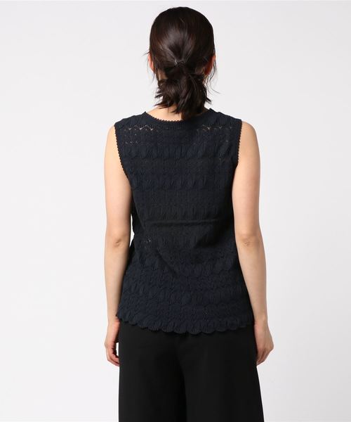 un dix cors（アンディコール）の「バルファスレースノースリ（Tシャツ/カットソー・レディース・ネイビー/イエロー・ﾌﾘ-）」の4枚目の写真