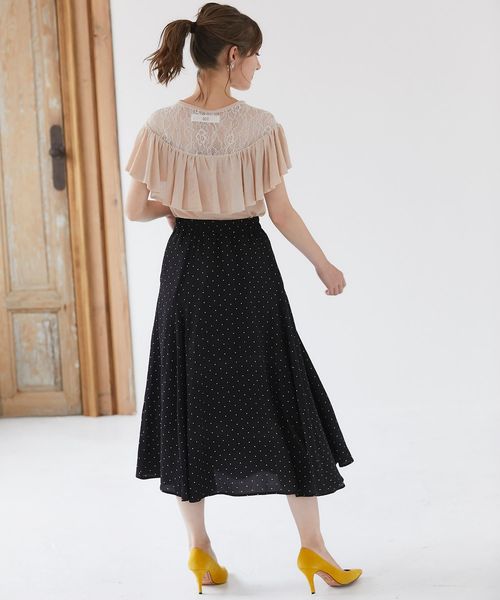 tocco closet(トッコ クローゼット)の「前ボタンドットプリントボリュームマキシスカート(スカート・レディース・ブラック/オフホワイト・M)」の8枚目の写真