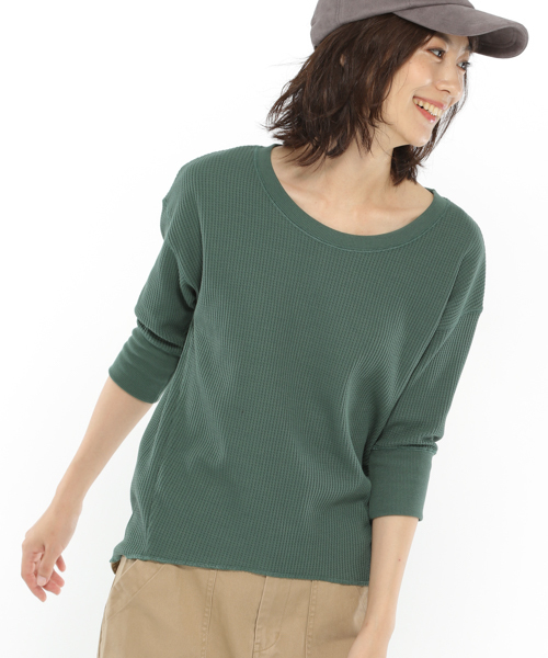 LAKOLE（ラコレ）の「TCワッフル7分袖プルオーバー / LAKOLE（Tシャツ/カットソー・レディース・ブラック/ブラウン/レッド/オフホワイト/グリーン/ブラウン系その他・SMALL/MEDIUM）」の6枚目の写真