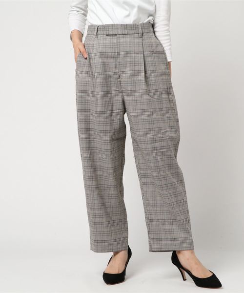 LBC（エルビーシー）の「チェックワイドテーパードパンツ（その他パンツ・レディース・オフホワイト/チャコールグレー・M/L）」の5枚目の写真
