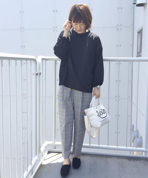 LBC（エルビーシー）の「チェックワイドテーパードパンツ（その他パンツ・レディース・オフホワイト/チャコールグレー・M/L）」の7枚目の写真