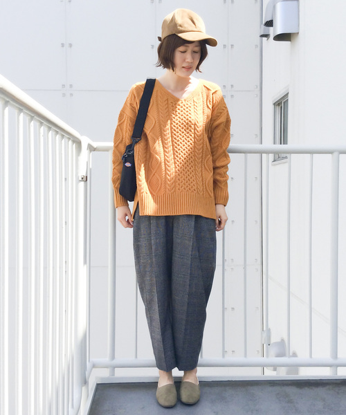 LBC（エルビーシー）の「チェックワイドテーパードパンツ（その他パンツ・レディース・オフホワイト/チャコールグレー・M/L）」の9枚目の写真