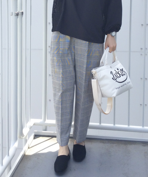 LBC（エルビーシー）の「チェックワイドテーパードパンツ（その他パンツ・レディース・オフホワイト/チャコールグレー・M/L）」の14枚目の写真