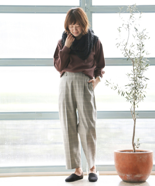 LBC（エルビーシー）の「チェックワイドテーパードパンツ（その他パンツ・レディース・オフホワイト/チャコールグレー・M/L）」の11枚目の写真