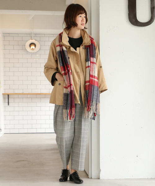 LBC（エルビーシー）の「チェックワイドテーパードパンツ（その他パンツ・レディース・オフホワイト/チャコールグレー・M/L）」の10枚目の写真