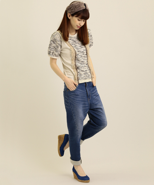 Another Edition（アナザーエディション）の「AE[A]ﾘｯﾀｲCUTTING ﾆｯﾄDNM ◆（デニムパンツ・レディース・ネイビー/コバルトブルー・SMALL/MEDIUM）」の12枚目の写真