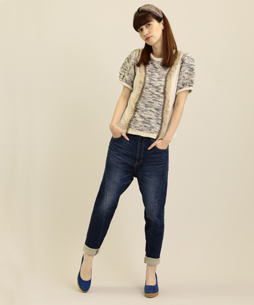 Another Edition（アナザーエディション）の「AE[A]ﾘｯﾀｲCUTTING ﾆｯﾄDNM ◆（デニムパンツ・レディース・ネイビー/コバルトブルー・SMALL/MEDIUM）」の13枚目の写真