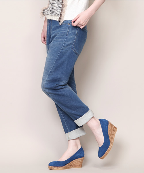 Another Edition（アナザーエディション）の「AE[A]ﾘｯﾀｲCUTTING ﾆｯﾄDNM ◆（デニムパンツ・レディース・ネイビー/コバルトブルー・SMALL/MEDIUM）」の3枚目の写真