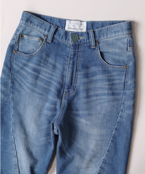 Another Edition（アナザーエディション）の「AE[A]ﾘｯﾀｲCUTTING ﾆｯﾄDNM ◆（デニムパンツ・レディース・ネイビー/コバルトブルー・SMALL/MEDIUM）」の6枚目の写真