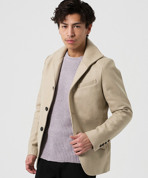 GOSTAR DE FUGA（ゴスタール ジフーガ）の「メルトンイタリアンカラーコート（テーラードジャケット・メンズ・ブラック/ベージュ/ネイビー・M/L/XL）」の8枚目の写真