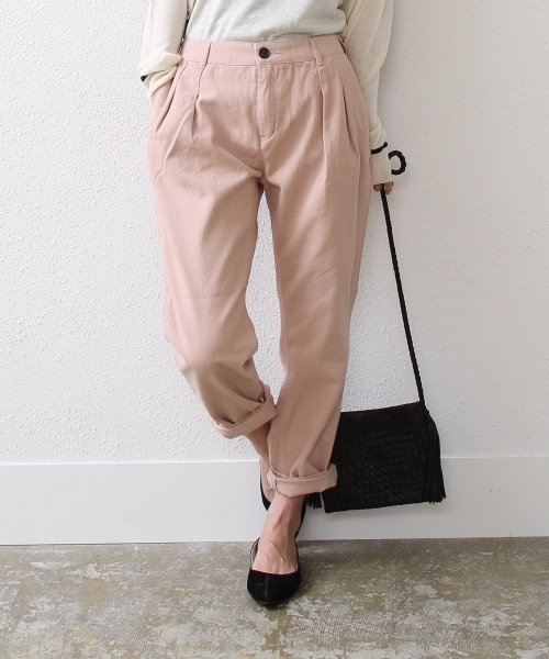 coen(コーエン)の「起毛チノタックパンツ(チノパンツ・レディース・ベージュ/ネイビー/ライトピンク・SMALL/LARGE/MEDIUM)」の3枚目の写真