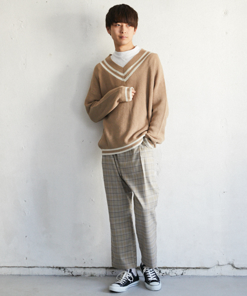 PairPair（ペアペア）の「チルデンＶネックニットプルオーバー（ニット/セーター・メンズ・ブラック/ライトベージュ・FREE）」の11枚目の写真