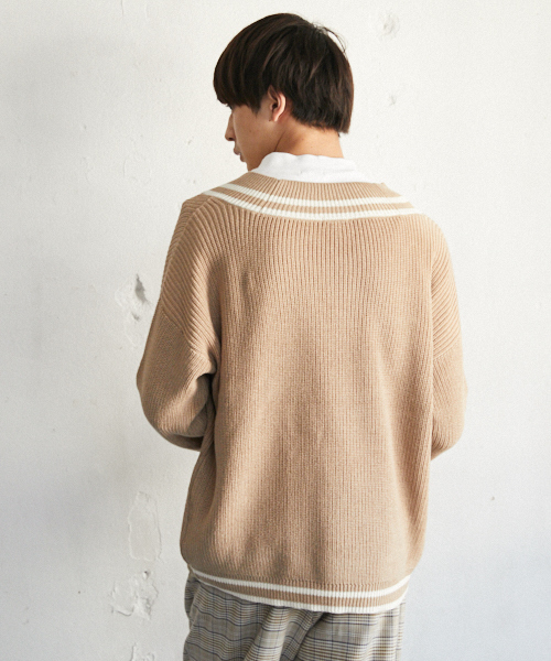 PairPair（ペアペア）の「チルデンＶネックニットプルオーバー（ニット/セーター・メンズ・ブラック/ライトベージュ・FREE）」の16枚目の写真