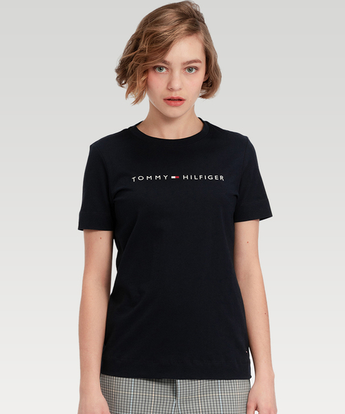 TOMMY HILFIGER（トミーヒルフィガー）の「ベーシックロゴTシャツ（Tシャツ/カットソー・レディース・ホワイト/ネイビー/グレー/レッド・SMALL/MEDIUM/LARGE）」の3枚目の写真