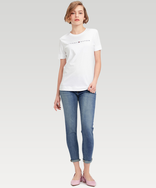 TOMMY HILFIGER（トミーヒルフィガー）の「ベーシックロゴTシャツ（Tシャツ/カットソー・レディース・ホワイト/ネイビー/グレー/レッド・SMALL/MEDIUM/LARGE）」の9枚目の写真