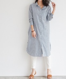 選べるストライプ ロングシャツ