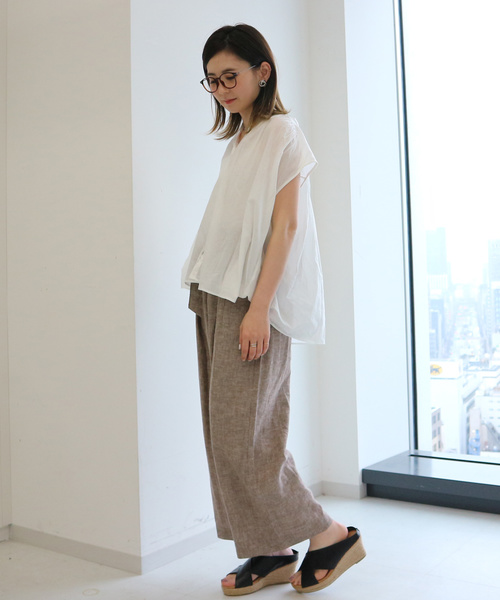 AMERICAN HOLIC（アメリカンホリック）の「ショルダーギャザーフレンチスリーブブラウス＊（シャツ/ブラウス・レディース・ブラック/オフホワイト/ピンク/ターコイズブルー/その他14/ブルー系その他/ストライプ/その他5/ドット・M/L）」の14枚目の写真