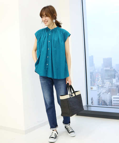 AMERICAN HOLIC（アメリカンホリック）の「ショルダーギャザーフレンチスリーブブラウス＊（シャツ/ブラウス・レディース・ブラック/オフホワイト/ピンク/ターコイズブルー/その他14/ブルー系その他/ストライプ/その他5/ドット・M/L）」の12枚目の写真