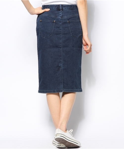 Ray BEAMS（レイビームス）の「◎Ray BEAMS / フロントボタン デニムタイトスカート（スカート・レディース・ブルー系その他/その他1・1/0）」の4枚目の写真