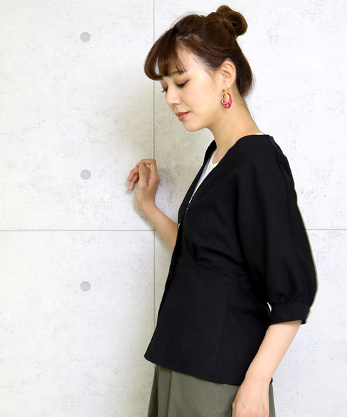 n'ee-ne（ネーネ）の「リネン混素材　ドルマンスリーブブラウス（シャツ/ブラウス・レディース・ブラック/ベージュ/ブラウン/モカ・FREE）」の13枚目の写真