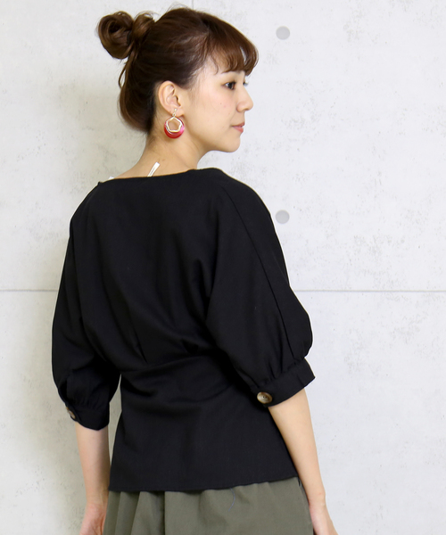n'ee-ne（ネーネ）の「リネン混素材　ドルマンスリーブブラウス（シャツ/ブラウス・レディース・ブラック/ベージュ/ブラウン/モカ・FREE）」の14枚目の写真