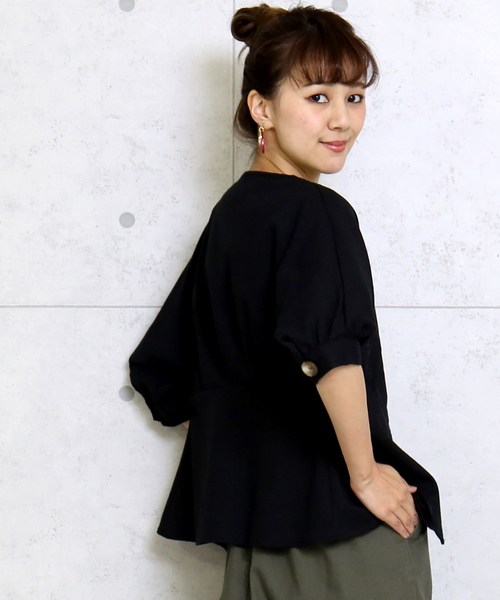 n'ee-ne（ネーネ）の「リネン混素材　ドルマンスリーブブラウス（シャツ/ブラウス・レディース・ブラック/ベージュ/ブラウン/モカ・FREE）」の15枚目の写真