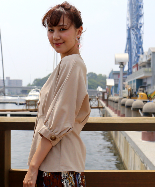 n'ee-ne（ネーネ）の「リネン混素材　ドルマンスリーブブラウス（シャツ/ブラウス・レディース・ブラック/ベージュ/ブラウン/モカ・FREE）」の18枚目の写真