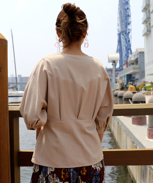 n'ee-ne（ネーネ）の「リネン混素材　ドルマンスリーブブラウス（シャツ/ブラウス・レディース・ブラック/ベージュ/ブラウン/モカ・FREE）」の19枚目の写真