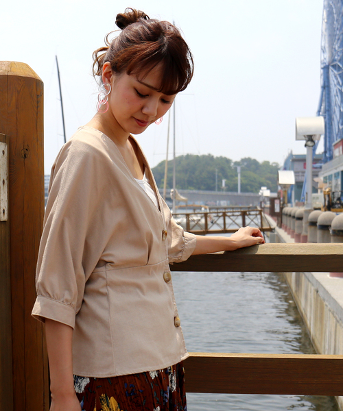 n'ee-ne（ネーネ）の「リネン混素材　ドルマンスリーブブラウス（シャツ/ブラウス・レディース・ブラック/ベージュ/ブラウン/モカ・FREE）」の21枚目の写真