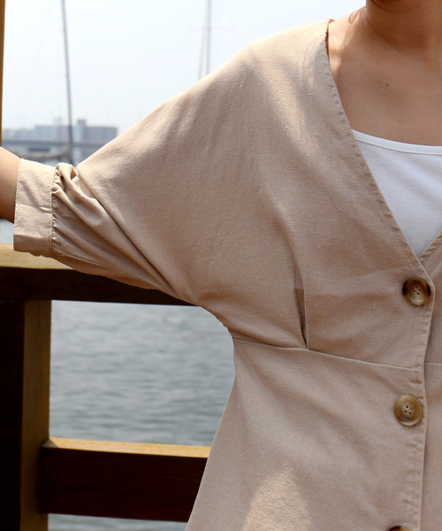 n'ee-ne（ネーネ）の「リネン混素材　ドルマンスリーブブラウス（シャツ/ブラウス・レディース・ブラック/ベージュ/ブラウン/モカ・FREE）」の8枚目の写真