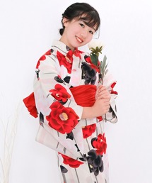 KYOETSU（キョウエツ）の「浴衣 女の子 子供 3点セット( 浴衣 + 帯 + 下駄 ) レトロB（浴衣）」