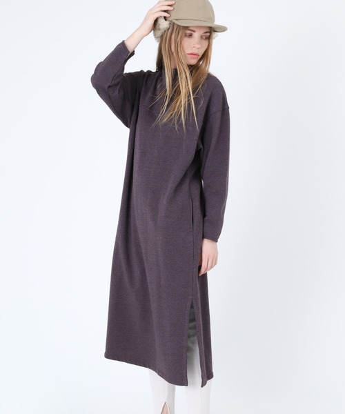 RNA-N（アールエヌエーエヌ）の「M1194 ソフト裏毛ハーフボタンワンピース（ワンピース・レディース・ダークブラウン/オフホワイト/ピンク・MEDIUM）」の8枚目の写真