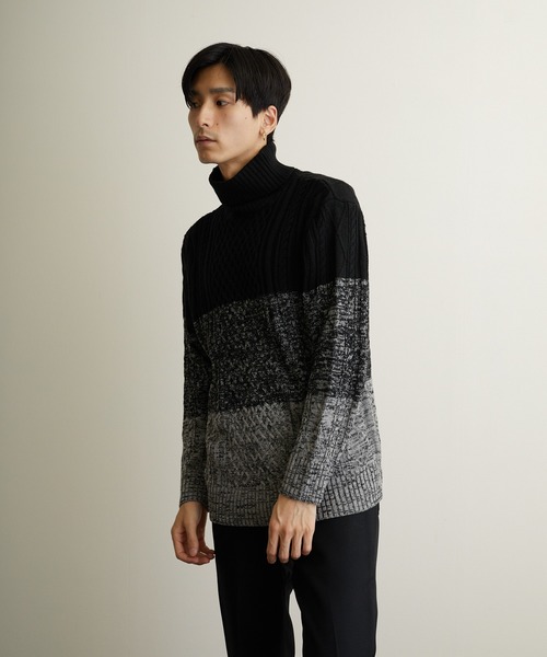 NO WAY（ノーウェイ）の「/７ゲージケーブル編みタートルネックニット/（ニット/セーター・レディース・ブラック/ベージュ/グレー/アイボリー/ホワイト系その他/ブラック系その他/ライトパープル/ワイン・MEDIUM/LARGE/X-LARGE）」の5枚目の写真