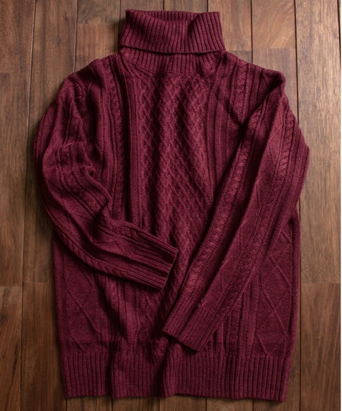 NO WAY（ノーウェイ）の「/７ゲージケーブル編みタートルネックニット/（ニット/セーター・レディース・ブラック/ベージュ/グレー/アイボリー/ホワイト系その他/ブラック系その他/ライトパープル/ワイン・MEDIUM/LARGE/X-LARGE）」の8枚目の写真