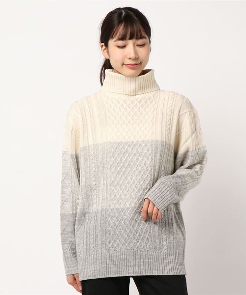 NO WAY（ノーウェイ）の「/７ゲージケーブル編みタートルネックニット/（ニット/セーター・レディース・ブラック/ベージュ/グレー/アイボリー/ホワイト系その他/ブラック系その他/ライトパープル/ワイン・MEDIUM/LARGE/X-LARGE）」の13枚目の写真