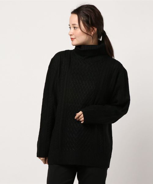 NO WAY（ノーウェイ）の「/７ゲージケーブル編みタートルネックニット/（ニット/セーター・レディース・ブラック/ベージュ/グレー/アイボリー/ホワイト系その他/ブラック系その他/ライトパープル/ワイン・MEDIUM/LARGE/X-LARGE）」の12枚目の写真