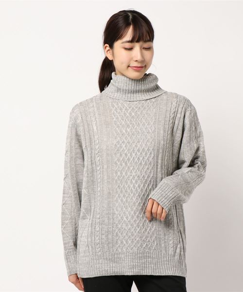 NO WAY（ノーウェイ）の「/７ゲージケーブル編みタートルネックニット/（ニット/セーター・レディース・ブラック/ベージュ/グレー/アイボリー/ホワイト系その他/ブラック系その他/ライトパープル/ワイン・MEDIUM/LARGE/X-LARGE）」の17枚目の写真