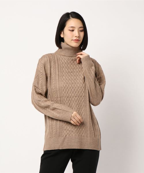 NO WAY（ノーウェイ）の「/７ゲージケーブル編みタートルネックニット/（ニット/セーター・レディース・ブラック/ベージュ/グレー/アイボリー/ホワイト系その他/ブラック系その他/ライトパープル/ワイン・MEDIUM/LARGE/X-LARGE）」の16枚目の写真