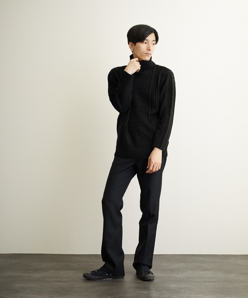 NO WAY（ノーウェイ）の「/７ゲージケーブル編みタートルネックニット/（ニット/セーター・レディース・ブラック/ベージュ/グレー/アイボリー/ホワイト系その他/ブラック系その他/ライトパープル/ワイン・MEDIUM/LARGE/X-LARGE）」の19枚目の写真