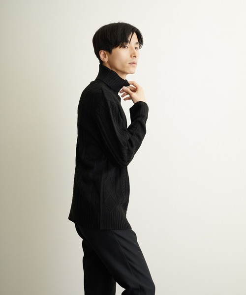 NO WAY（ノーウェイ）の「/７ゲージケーブル編みタートルネックニット/（ニット/セーター・レディース・ブラック/ベージュ/グレー/アイボリー/ホワイト系その他/ブラック系その他/ライトパープル/ワイン・MEDIUM/LARGE/X-LARGE）」の20枚目の写真