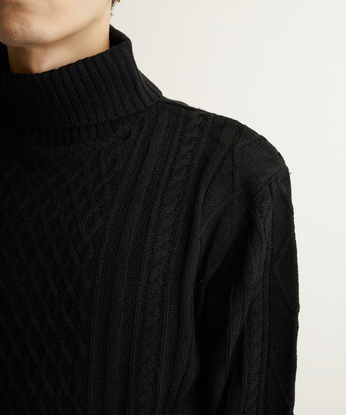 NO WAY（ノーウェイ）の「/７ゲージケーブル編みタートルネックニット/（ニット/セーター・レディース・ブラック/ベージュ/グレー/アイボリー/ホワイト系その他/ブラック系その他/ライトパープル/ワイン・MEDIUM/LARGE/X-LARGE）」の22枚目の写真