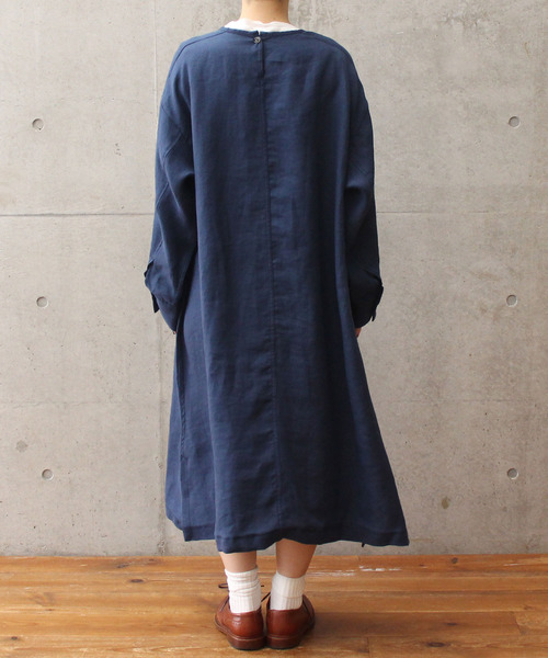 ノーカラーワンピース Spring Summer Klassisk パーリッシィクラシスク のファッション 京都染めリネン綾織り ノーカラーワンピース Ici 51op0021 を購入できます Par ワンピース ワンピース Par 品質のいい新発売