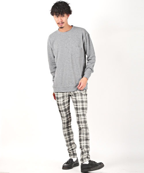 LUXSTYLE(ラグスタイル)の「チェックストレッチスキニーパンツ(その他パンツ・メンズ・ブラック/チャコール/ホワイト・S/M/L/XL)」の8枚目の写真