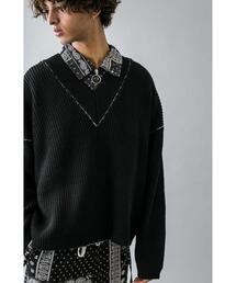 MONKEY TIME | <monkey time> PE AZE LINKING CROPPED VN/ニット(ニット/セーター)