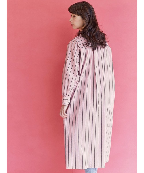 即納 サニークラウズ ｆｅａｔ ｓｈｕｔｔｌｅ ｎｏｔｅｓ 春色ストライプワンピース シャツワンピース Sunny シャツワンピース Clouds サニークラウズ のファッション シャツワンピース