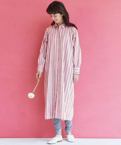 サニークラウズ ｆｅａｔ ｓｈｕｔｔｌｅ ｎｏｔｅｓ 春色ストライプワンピース シャツワンピース Sunny Clouds サニークラウズ のファッション通販 Zozotown