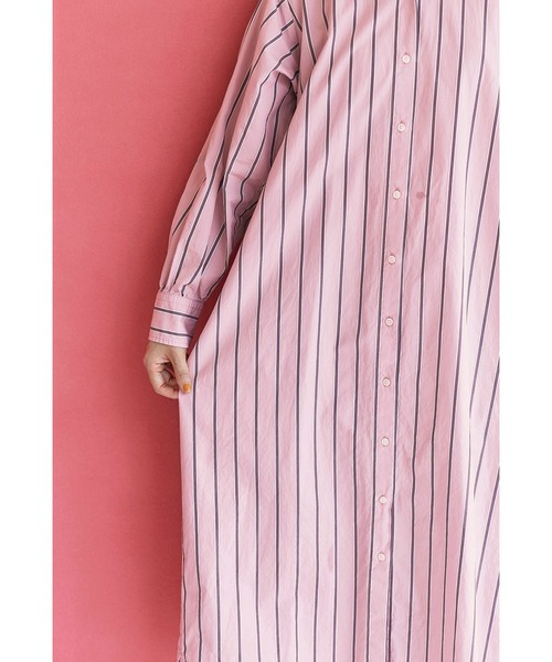 即納 サニークラウズ ｆｅａｔ ｓｈｕｔｔｌｅ ｎｏｔｅｓ 春色ストライプワンピース シャツワンピース Sunny シャツワンピース Clouds サニークラウズ のファッション シャツワンピース