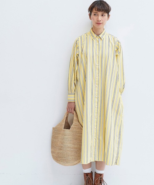 Sunnyサニークラウズ ｆｅａｔ ｓｈｕｔｔｌｅ ｎｏｔｅｓ 春色ストライプワンピース シャツワンピース Sunny Clouds サニークラウズ のファッション