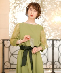 結婚式 ワンピースドレス ミモレ丈 と 七分袖 フィッシュテール 大きいサイズ フォーマル オケージョンドレス お呼ばれ 二次会 成人式 同窓会 謝恩会 20代 30代