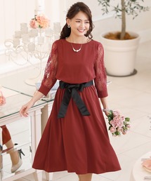 結婚式 ワンピースドレス ミモレ丈 と 七分袖 フィッシュテール 大きいサイズ フォーマル オケージョンドレス お呼ばれ 二次会 成人式 同窓会 謝恩会 20代 30代